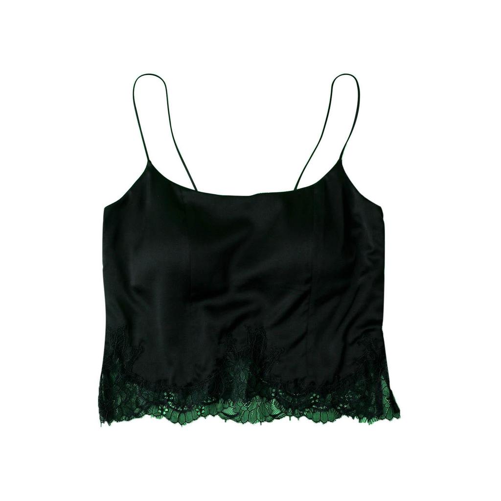 Silk Satin Mulberry Strap Top with Padded Bustier Bandeau Bra and Lace for Women