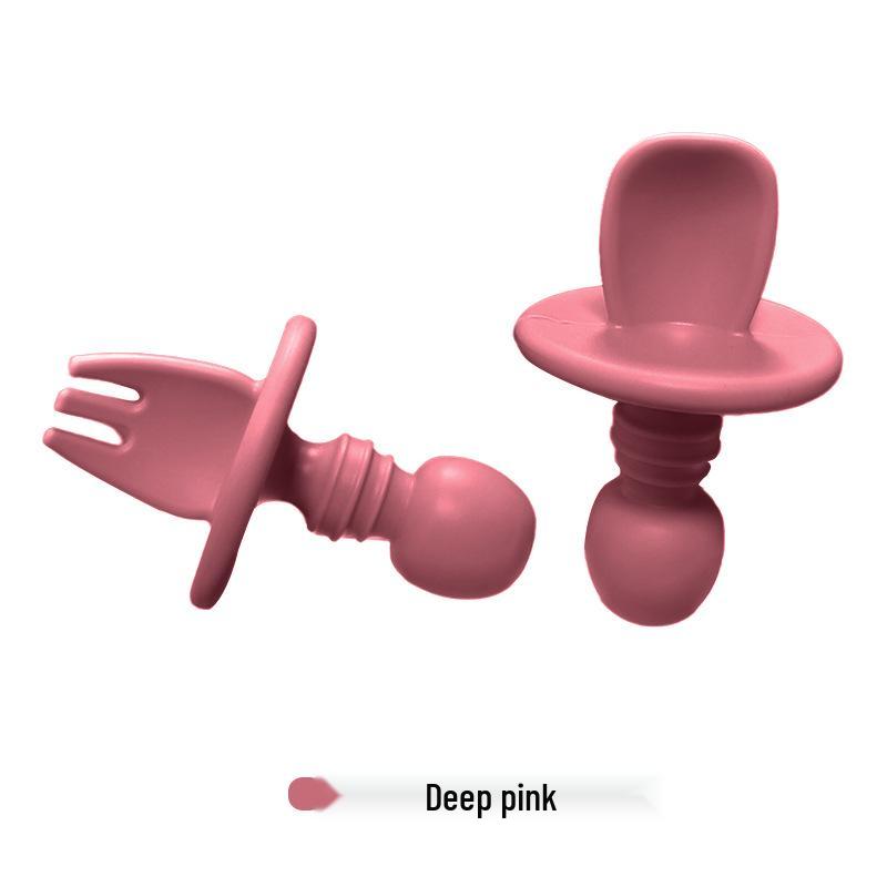 

Baby Food-Grade Silicone Fork & Spoon Set - Soft Short Fork & Spoon for Complementary Feeding & Training