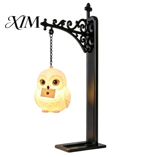 Durable Lightweight Night Light Metal Magic Owl Hanging Bookend Lamp, Resin Animal LED Light, for Kids Deer Bird Decor Bookshelf Window