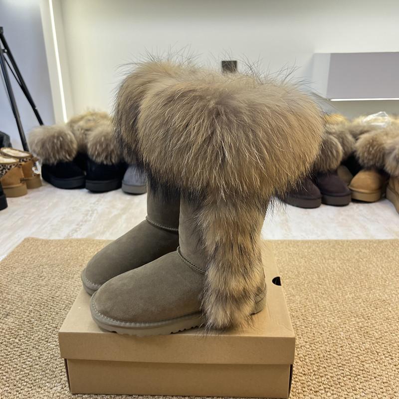Women High Knee Snow Boots Real
