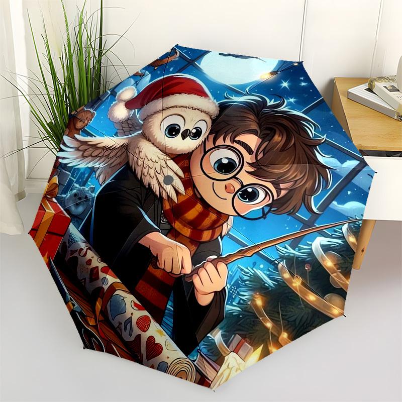 

1pc Christmas Harry Potter Owl Umbrella with Plastic Handle,Cartoon Pattern,Suitable for All Seasons Multi-functional Umbrella364