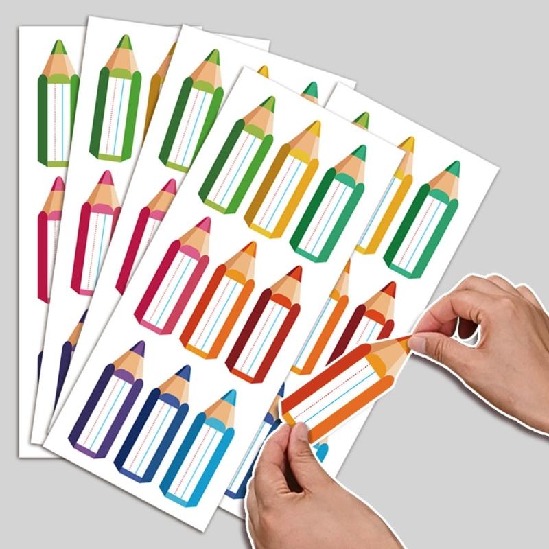 10 Stück bunte Namensetiketten für Kinder für Stifte Wiederverwendbar Cartoon-Designs Sicheres Ungiftiges Papier Schulzubehör