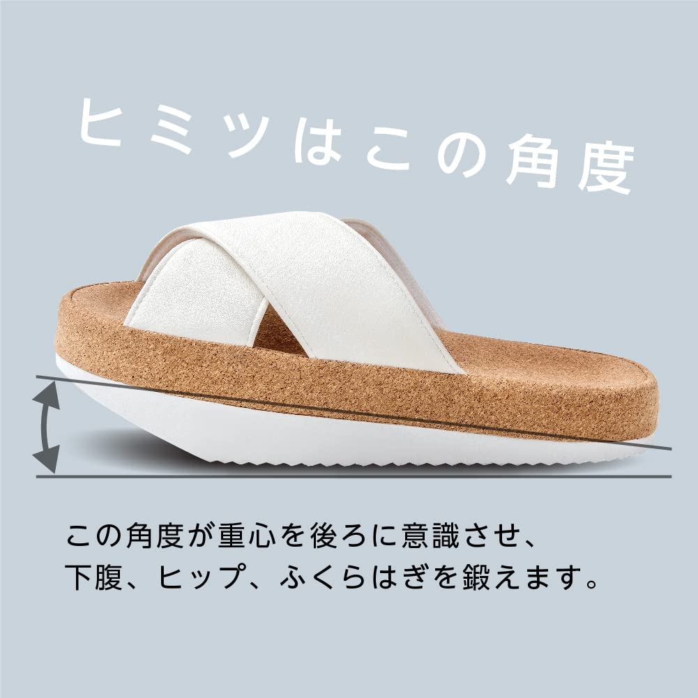 Alphax Sliet Core Training Slippers, Indoor, Open-Toe, Core-Strengthening Slippers, White, Sizes 23.0-24.5cm