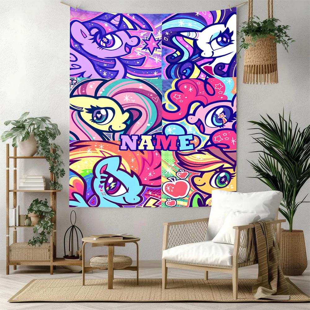 Little Pony Custom Your Name Wall Decor Tapestry Art For Pet Memorial Birthdaywedding Party Backdrop Family Gift