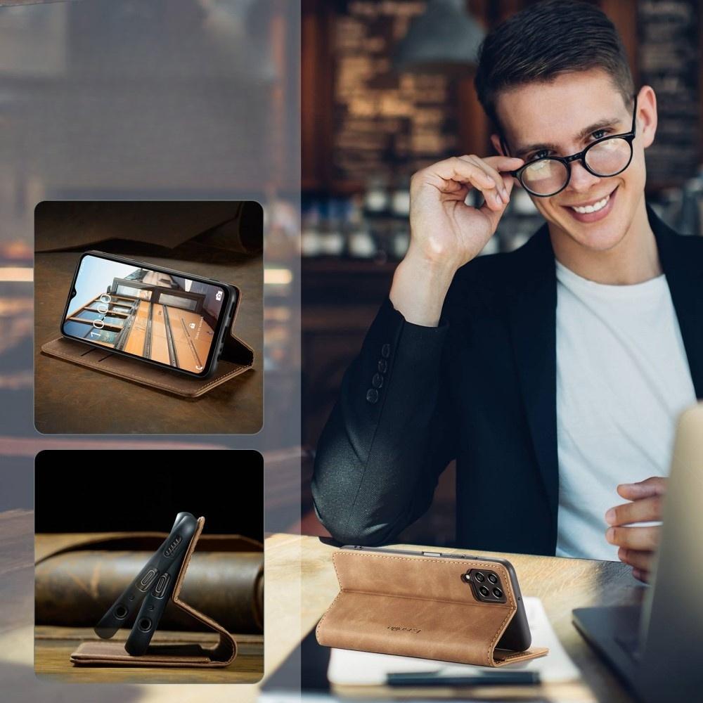 CASEME Case for Samsung Galaxy M33 5G, Leather Wallet Case, Brown