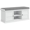 Multi Compartment Shoe Storage Bench With Top Cushion White Grey