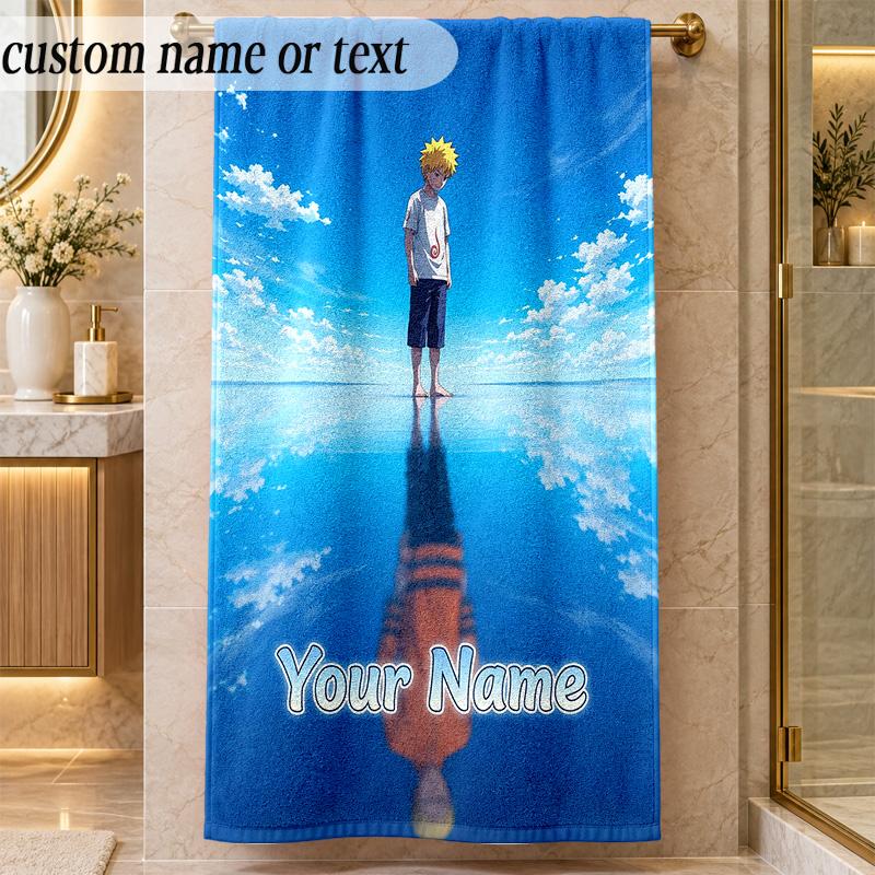Beach TowelNaruto Custom Name Text Personalized Soft Towel for Beach Pool Indoor Home Decor Gift