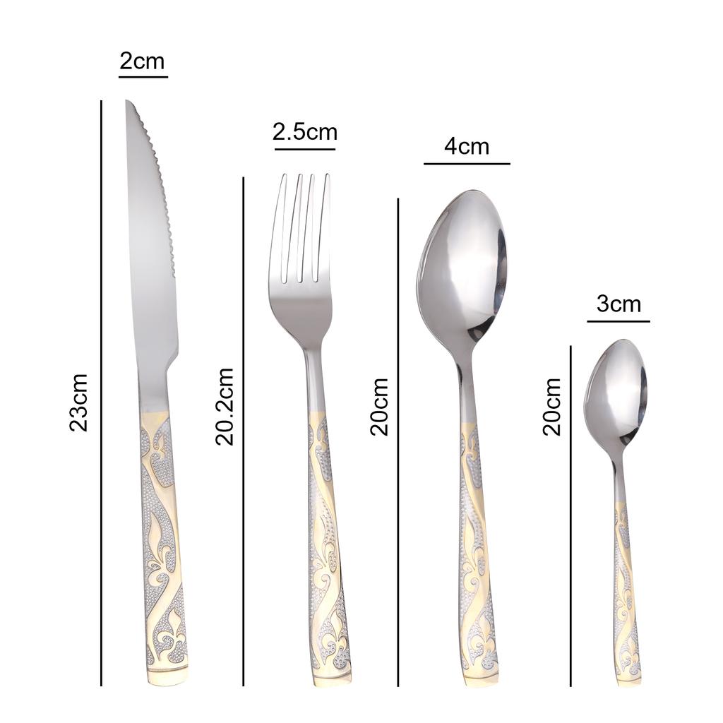 4/24 Pieces High Quality Stainless Steel Cutlery Set Knives Forks Spoons Silvery Flatware Tableware Kitchen Restaurant Utensils