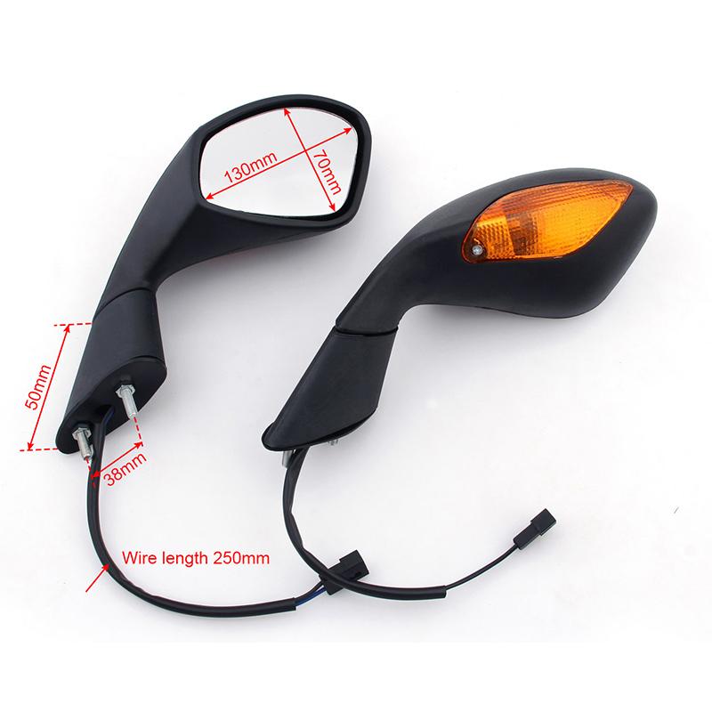 Pair Rear View Mirrors with Turn Signal For Aprilia RSV 1000 RSV1000 2004-2008