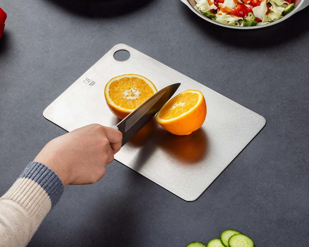 KEITH Pure Titanium Cutting for and as a Cutting Dishwasher Ideal for Outdoor and Everyday Use Board, Ultra-lightweight, Antibacterial,