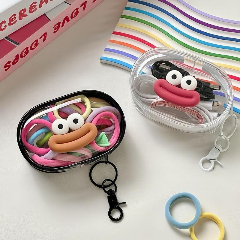 Funny Sausage Mouth Doll Storage Bags for Women Bag Pendant Transparent PU Mini Storage Bag Multifunctional Organization Gifts