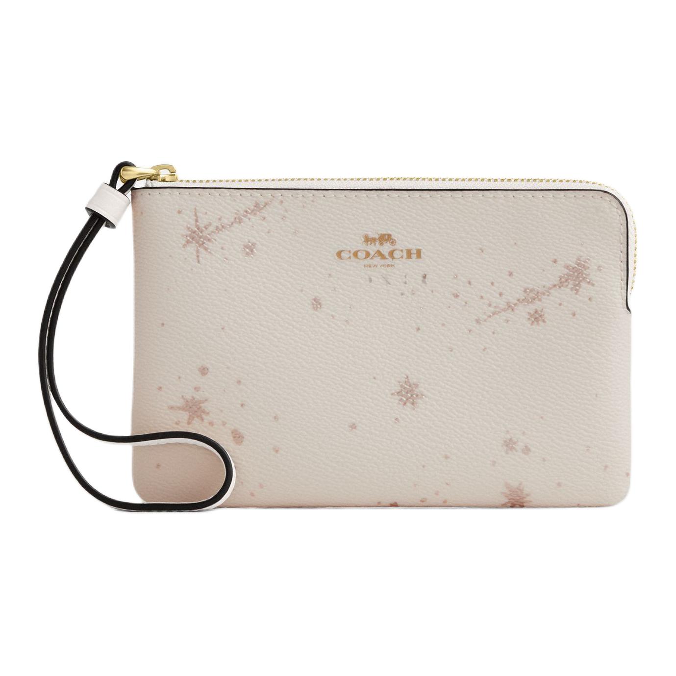 

Coach 16 Star Print Corner Zipper Design Faux Leather Clutch Women clutch Chalk-White CCK76-IMCAH Basic Set (Bag+Dust Bag)