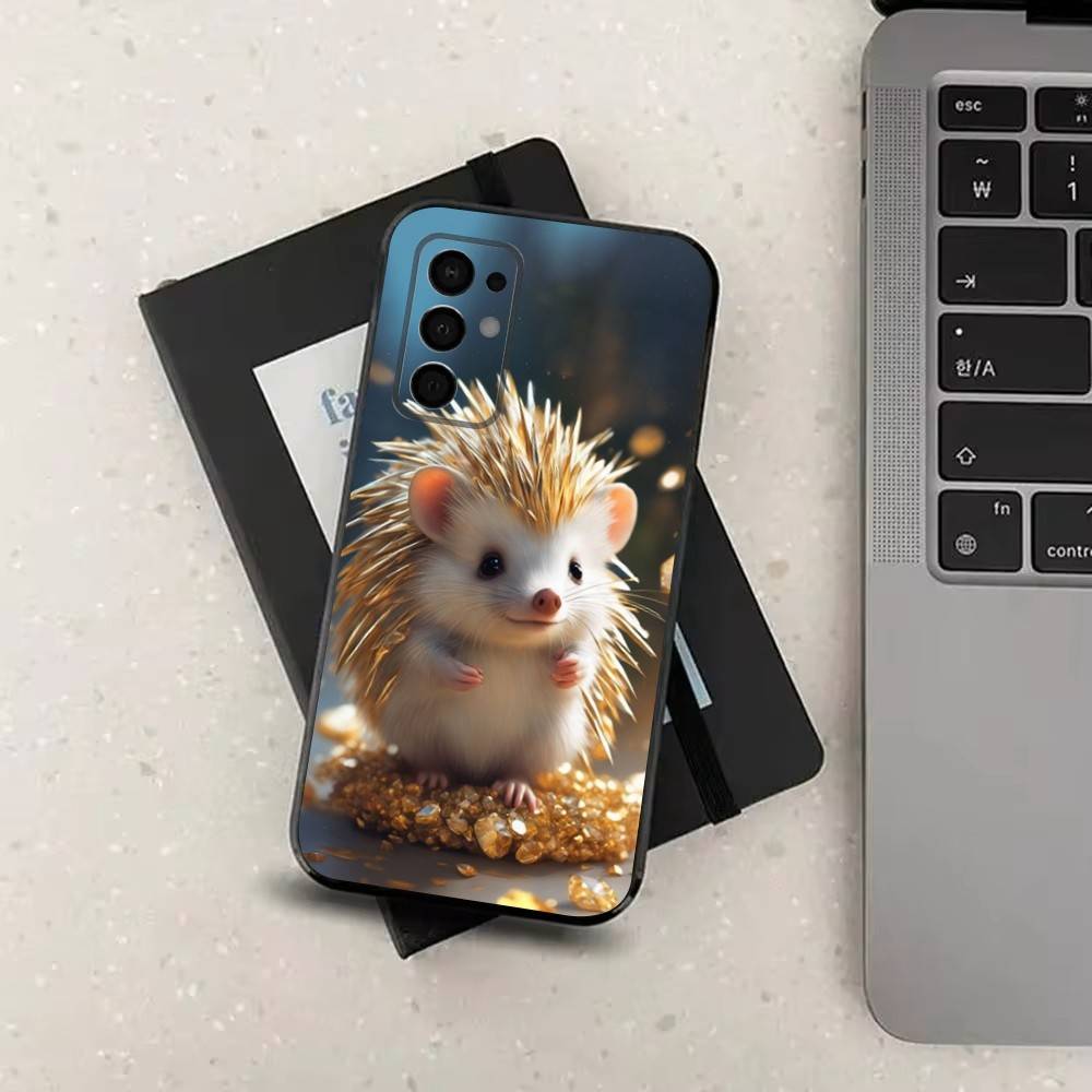 Hedgehog Cute Animal For Samsung Galaxy A53,31,52,72,41,Note,J7,8,9,5G,22,73,32,71, Soft Black Silicone Case