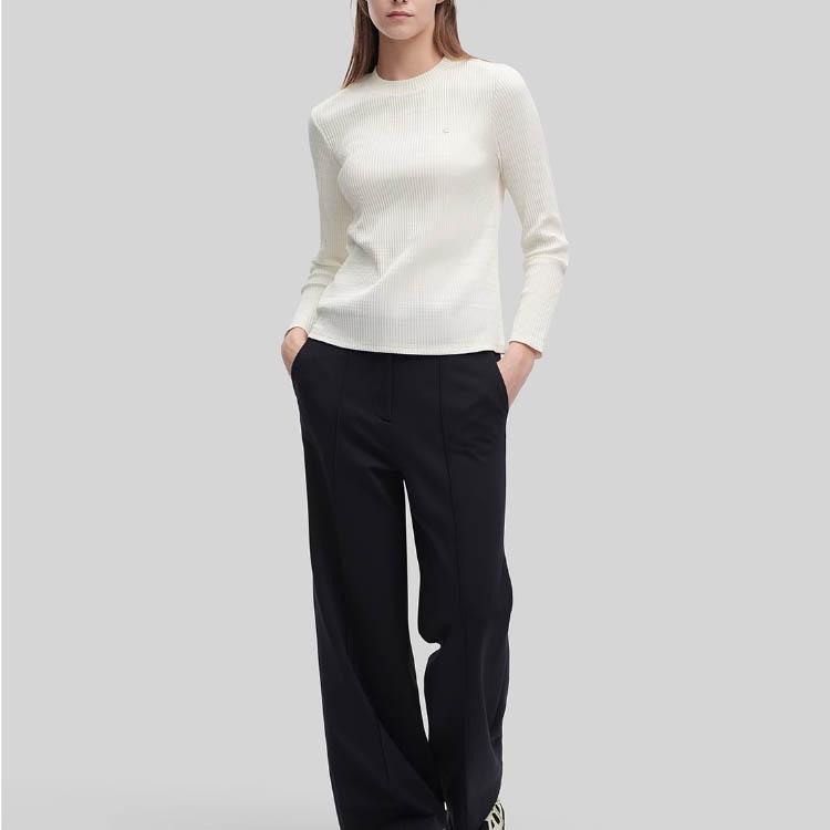 Fila Emerald 2023 Winter New Knit Wide Leg Pants Women Bottoms Black F11W344607F-BK