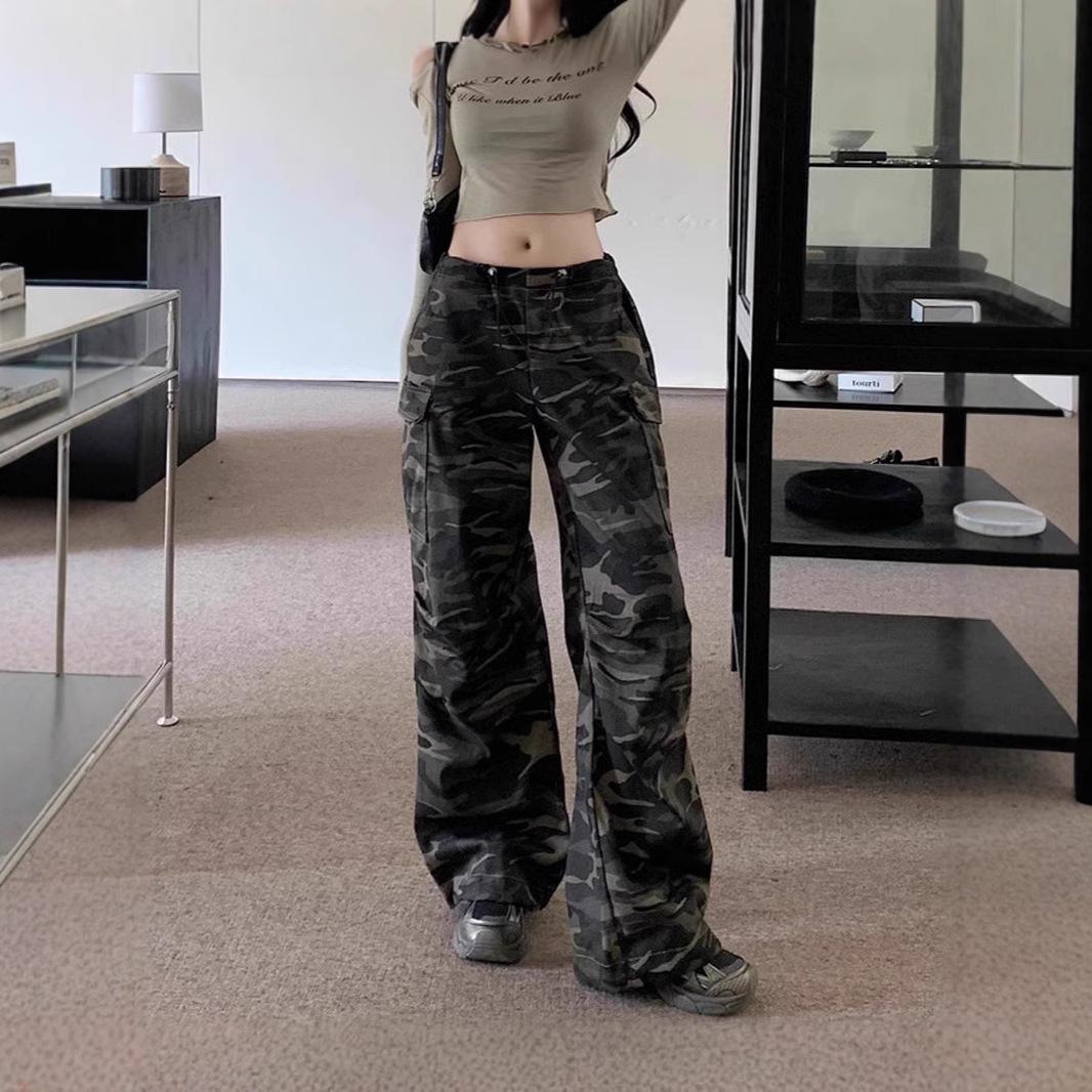 

Рабочие брюки Ancola Red Vintage Camo со шнурком – Унисекс, прямые, повседневные L
