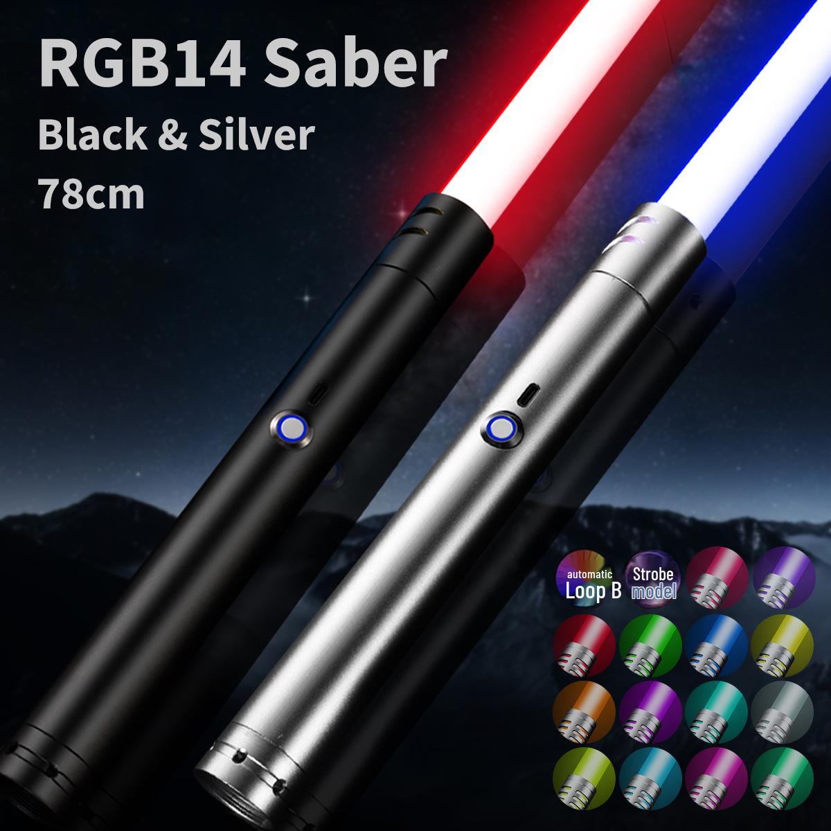 

Металлический RGB световой меч игрушка 14 цветов - Перезаряжаемый, лазерный меч для начинающих, вдохновленный Звездными войнами