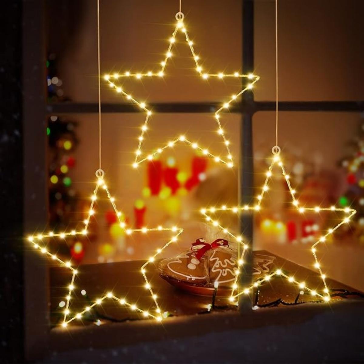 

1/3 шт. Светодиодные железные звезды Рождественские огни на батарейках с пультом управления 8 режимов Лампы для дома В помещении На улице Рождественское украшение