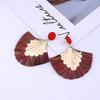 Stylish Bohemia Beach Party Fringed Fan Shape Dangle Women Stud Earrings Jewelry Gift