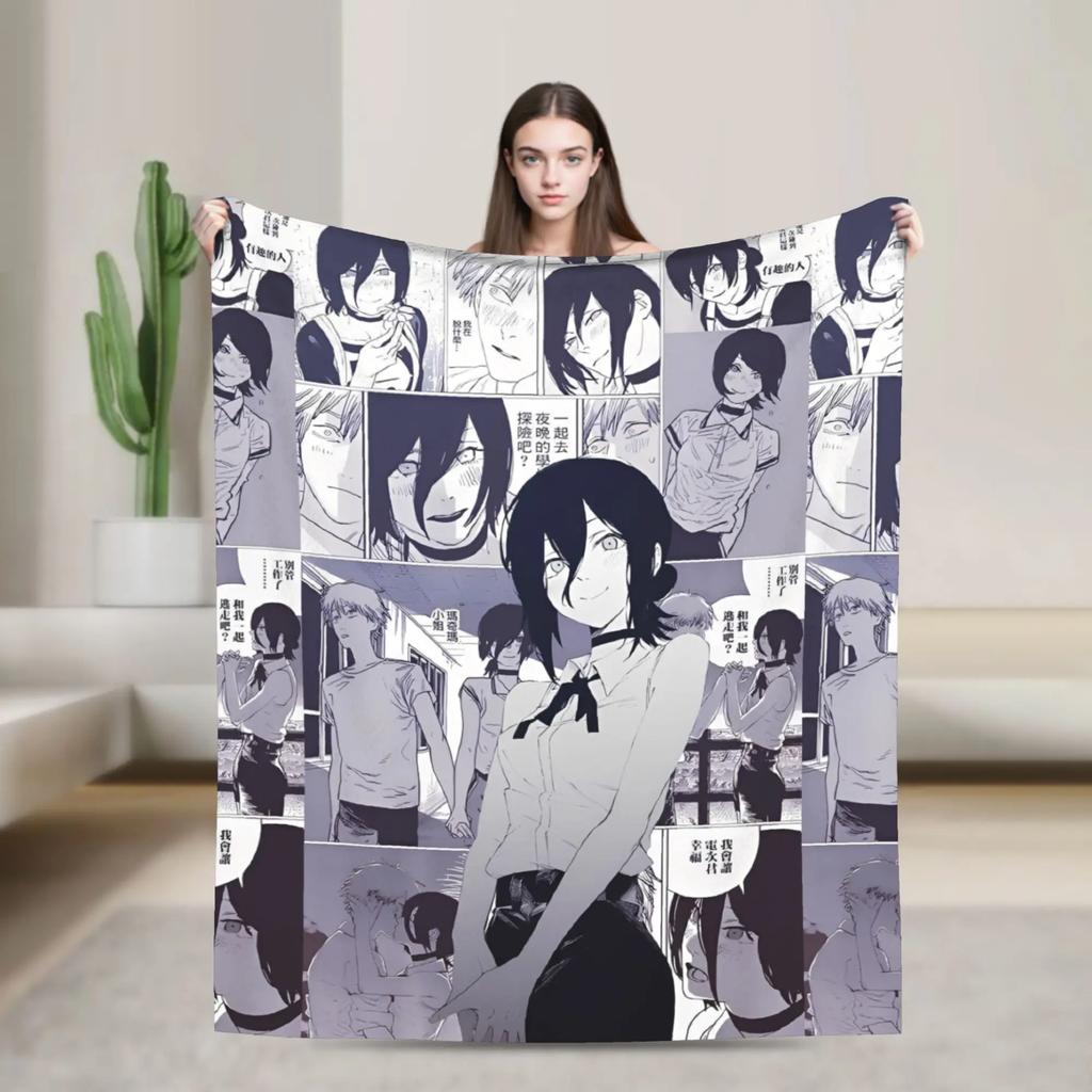 ChainsawsMan Reze Fleece Blanket Soft Warm Anime Movie Throw Blanket for Home Living Room Dorm Gift