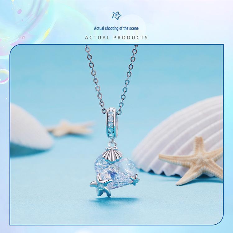 Exquisite Starfish Pendant: S925 Sterling Silver Blue DIY Jewelry Loose Beads