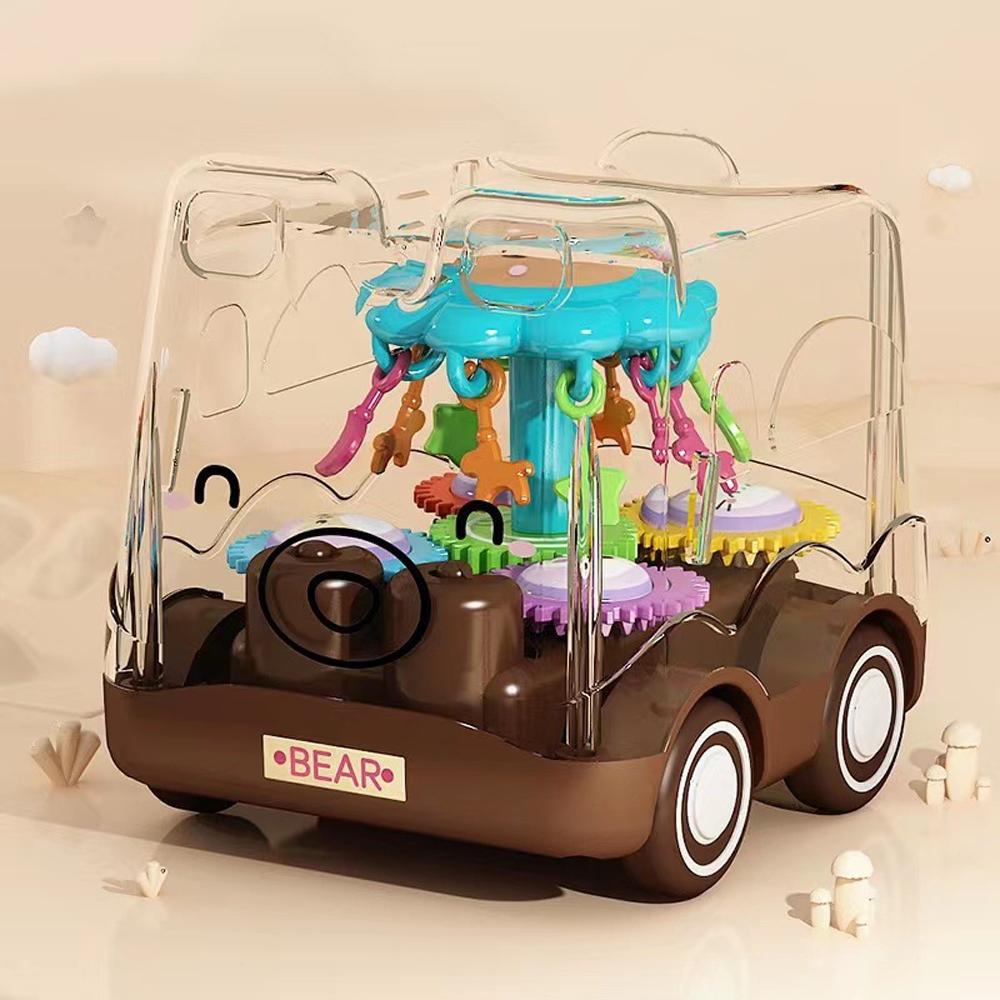 

Walking Transparent Gear Car Toys for Kids Cartoon Animal Inertia Children s Bus Model Toy Pull Back Car Vehicles Toys Boys Gift коричневый