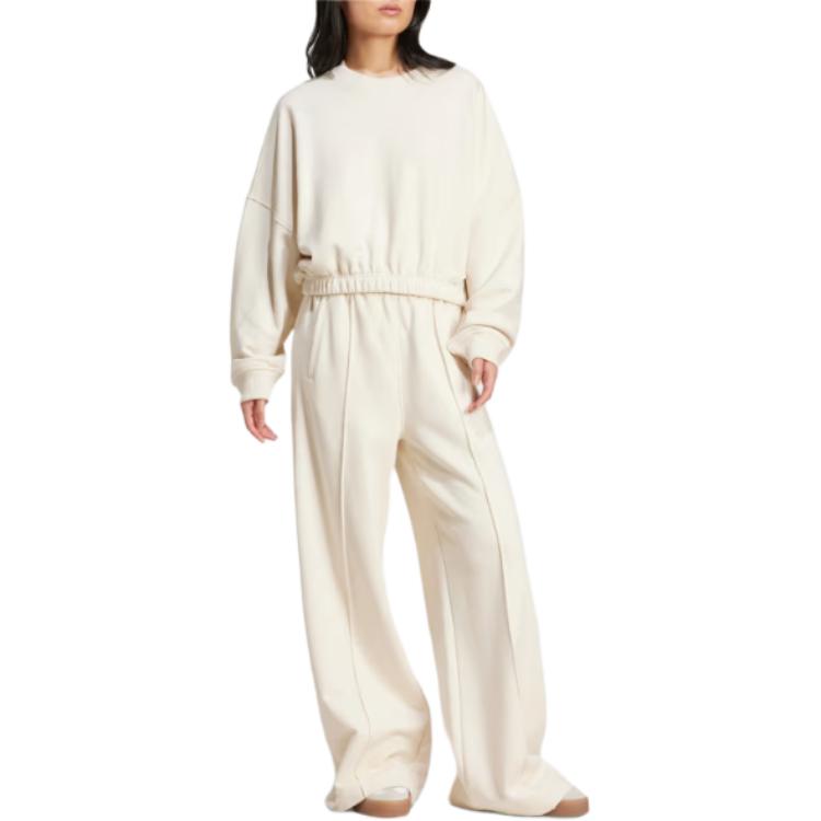 Adidas Originals Essential Premium Essentials Oversized Sports Sweatshirt Ribbed Crewneck Women Sweatshirt Undyed IZ0291