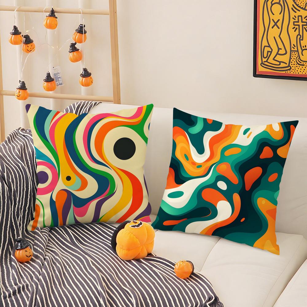Abstract Geometric Pattern Pillow Case Silky Short Plush With Invisible Zipper Dustproof Sofa Cushion Cover For Home Decor
