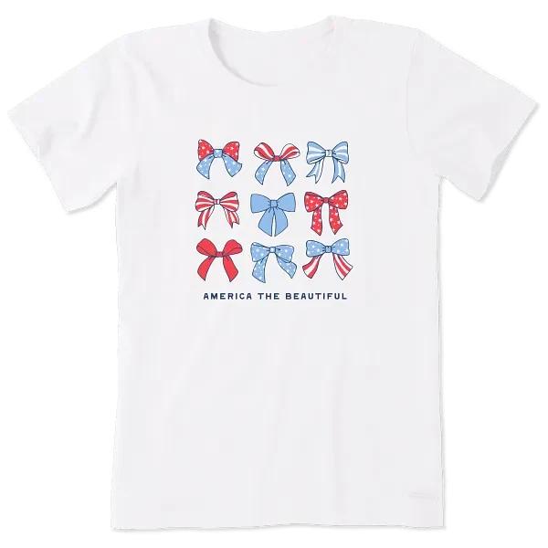 Life is Good. Women s America the Beautiful Bows SS Crusher Tee, Cloud White M