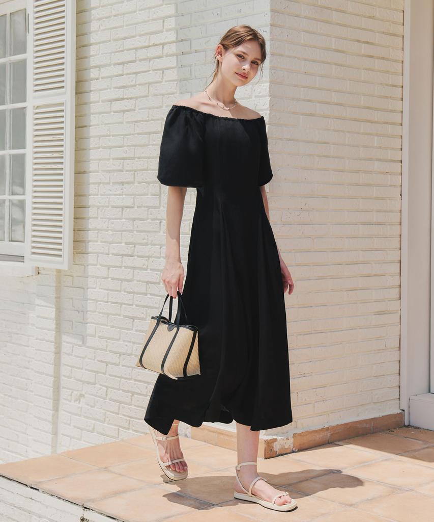 ZEROSTREET Back Slit Puff Dress / Black