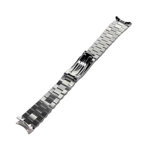 19mm/20mm Day-Date Style Steel Strap for Seiko 5 Sxns80, Snxs79, Snxs79k, Snxs77k, Snxs73 Watch Wristband Bracelet Replacement Part (Silver, 19mm)