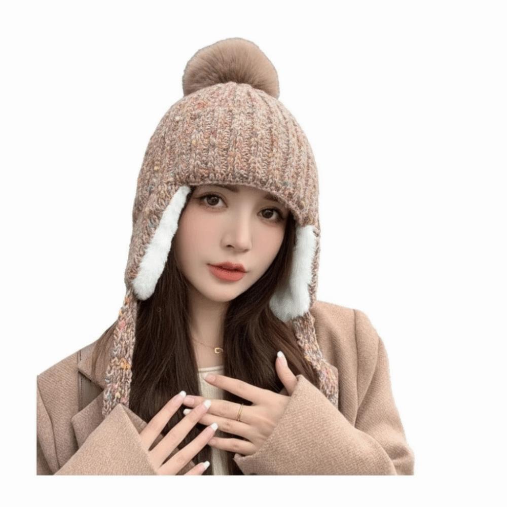 Windproof Knitted Cycling Hat Thickened Cold Proof Hat Warm Winter Knit Cap for Women Girls