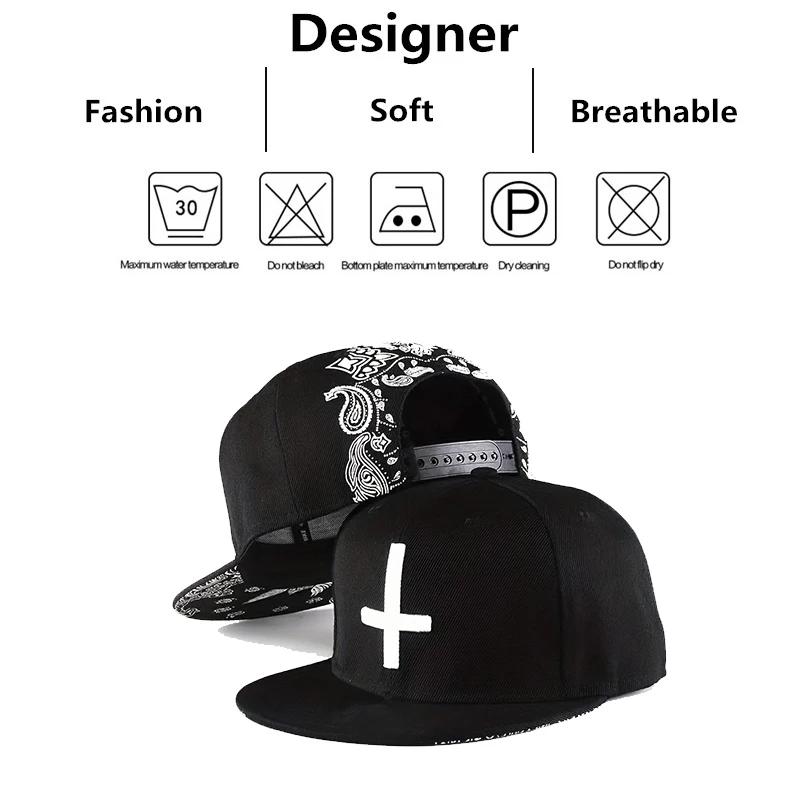 Unisex Flat Cross Embroidery Hip-hop Hats Spring And Autumn Outdoor Adjustable Sports Casual Baseball Caps Sunscreen Hat