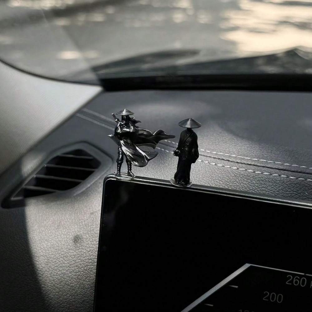 6pcs Martial Arts Character Statues, Plastic Car Dashboard Ornaments, Traditional Martial Arts Warrior Car Interior Decorations