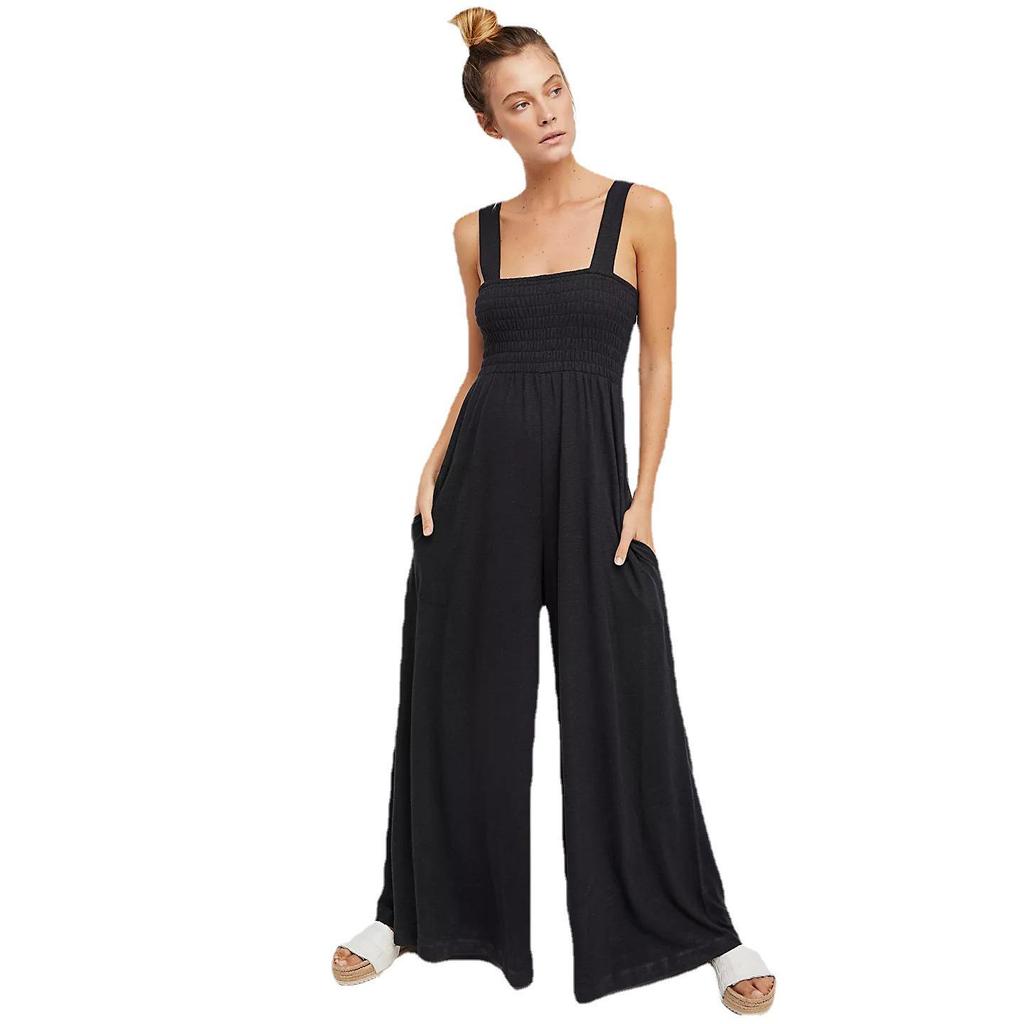 2025 Women's Casual Wide-Leg Solid Color Jumpsuit - Spring/Summer INS Style