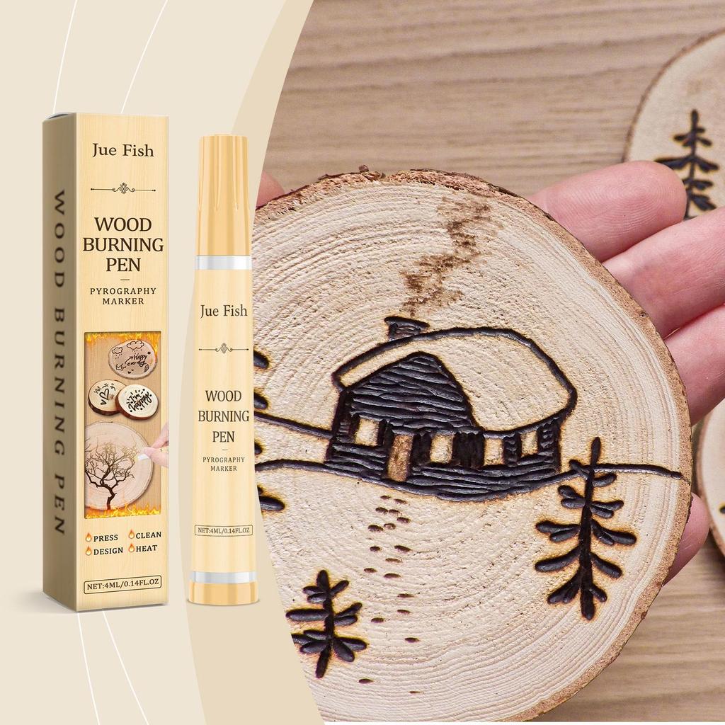 Penna pirografica in legno e pelle per design fai da te