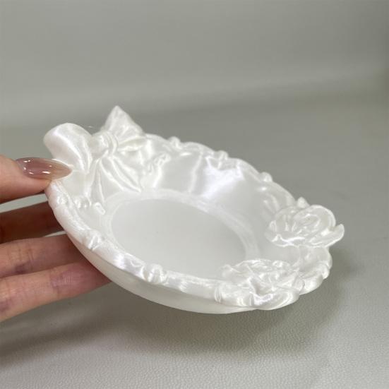 Jewelry Tray with Bow And Flower Decor Multi-Functional Storage Tray Retro