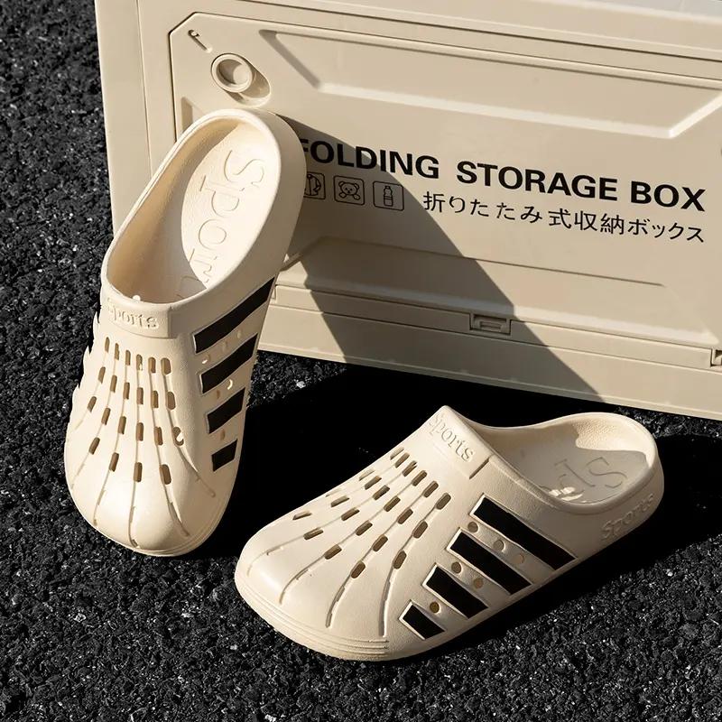 Matching Couple Hole-Pattern Sandals - Waterproof & Breathable Slip-On Slides for Summer, Lightweight Unisex Outdoor Beach Footwear with Flat Sole