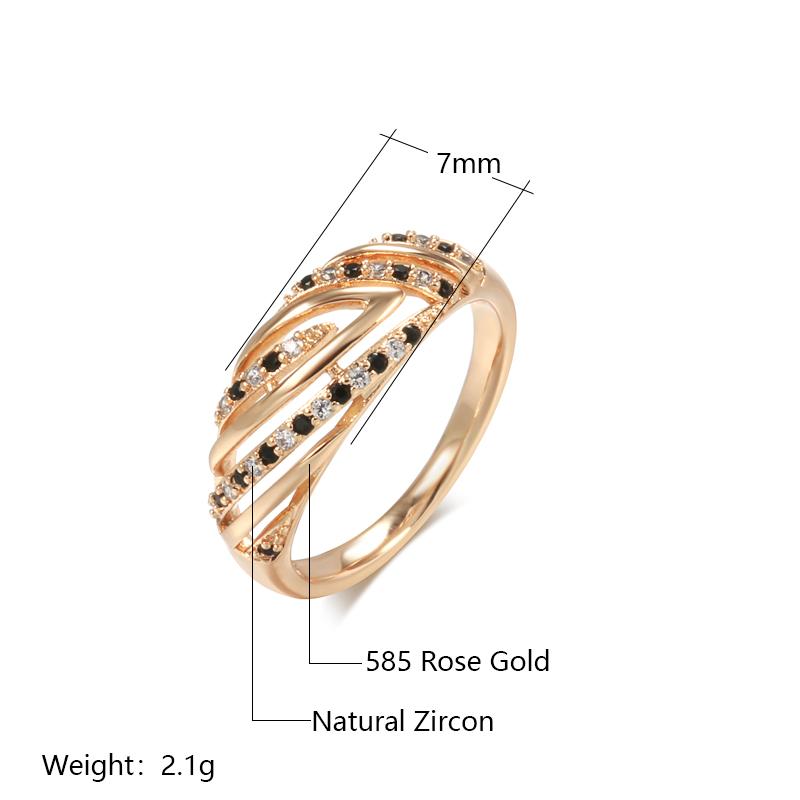 Natural Zircon Hollow Wave Ring Fine  Rose Gold Ethnic Wedding Rings For Women Beach Party Vintage Jewelry  New