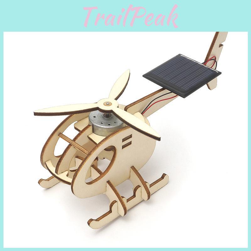 Educational Diy Solar-powered Helicopter Model For Kids 7-14 Years Old Customizable Wooden Material
