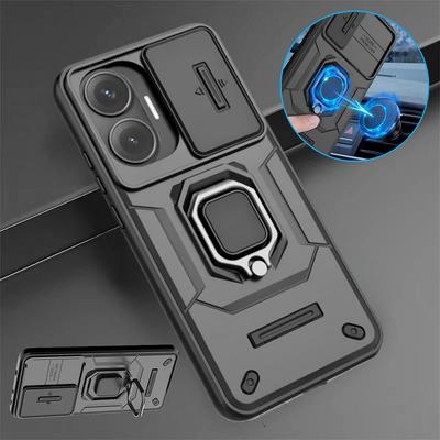 For Xiao Poco F7 5G Case Armor Slide Camera Lens Protection Cover For Poko Little F7 F 7 7F PocoF7 5G Magnetic Ring Stand Funda