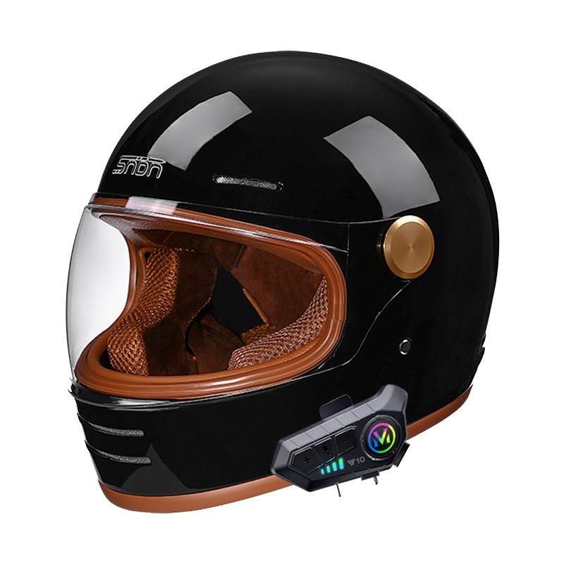 Full-Face Retro Helmet with Bluetooth - DOT Certified Off-Road Safety Gear, Durable Unisex Design