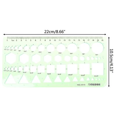 18 Styles Rulers Green Plastic Circles Geometric Template Ruler Stencil Measuring Tool Stationery Students Drawing Ruler