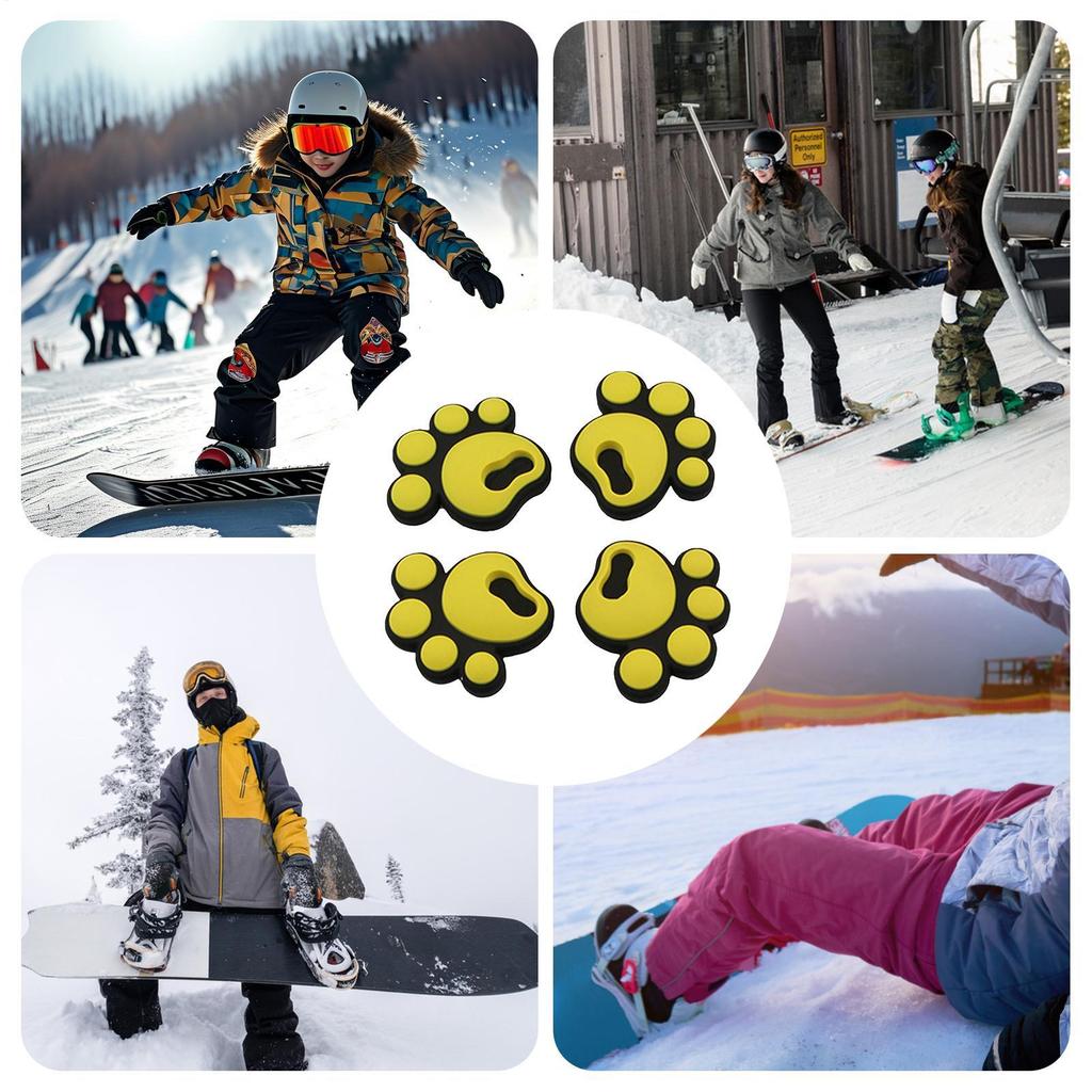 Snowboard Stomp Pad Self Adhesive High Grip Traction Mat Footprint Shape for Ski Board Control Skis Snowboarding