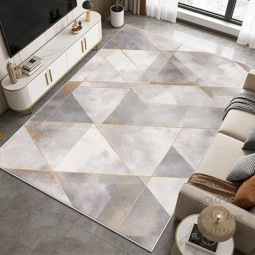 Nordic Grey Carpet Modern Geometric Living Room Decor Decoration Bedroom Lounge Rug Home Coffee Tables Floor Mats Customizable