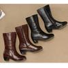Fashion Ladies Knee High Winter Boots Soft Leather Boots Woman Black Zip Warm Women Thigh High Round Toe Boots Shoes