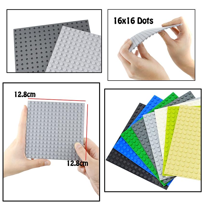2 Stück DIY Bausteine 16*16 Noppen Lehrreiche Montage Bauplatten 16X16 Schmale Figuren Steine Grundplatte Entworfen Für Kinder