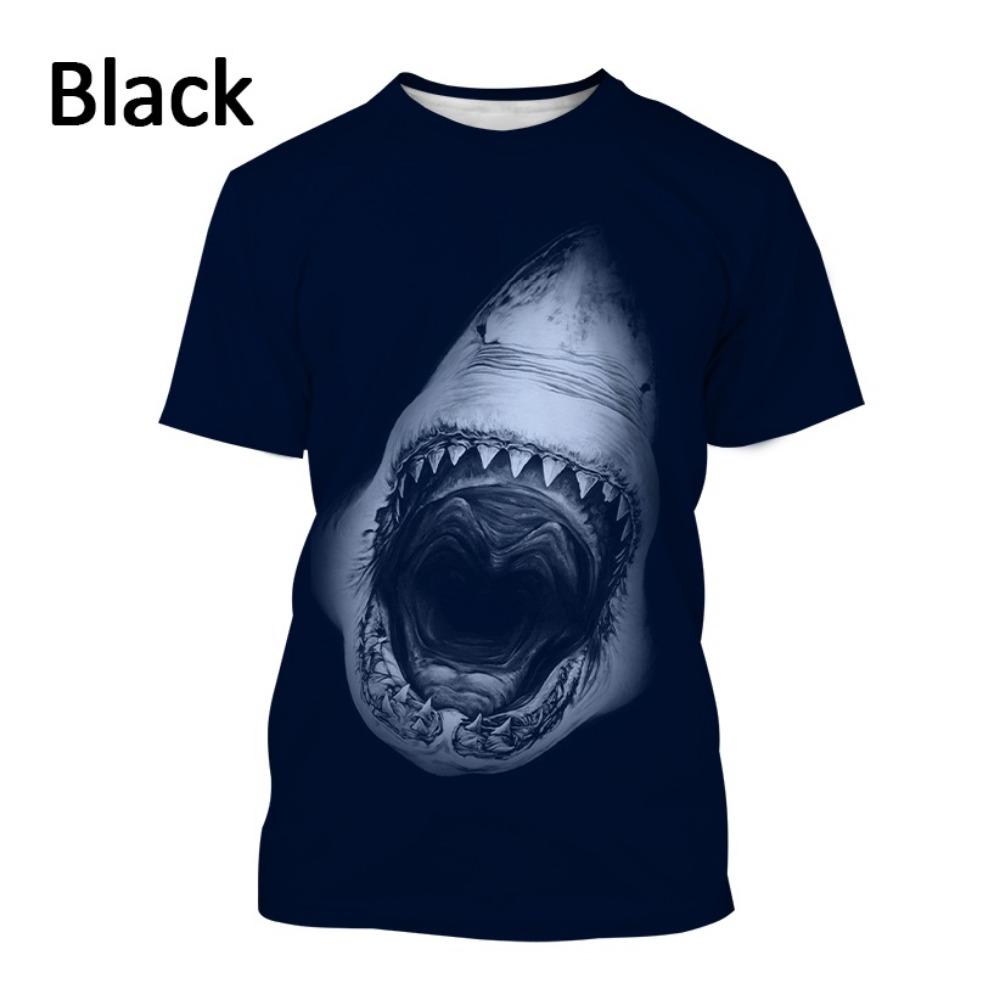 Trendy New Animal Big Shark 3D Printing T-shirt Retro Men's Summer Casual Fashion Men's T-shirt Top
