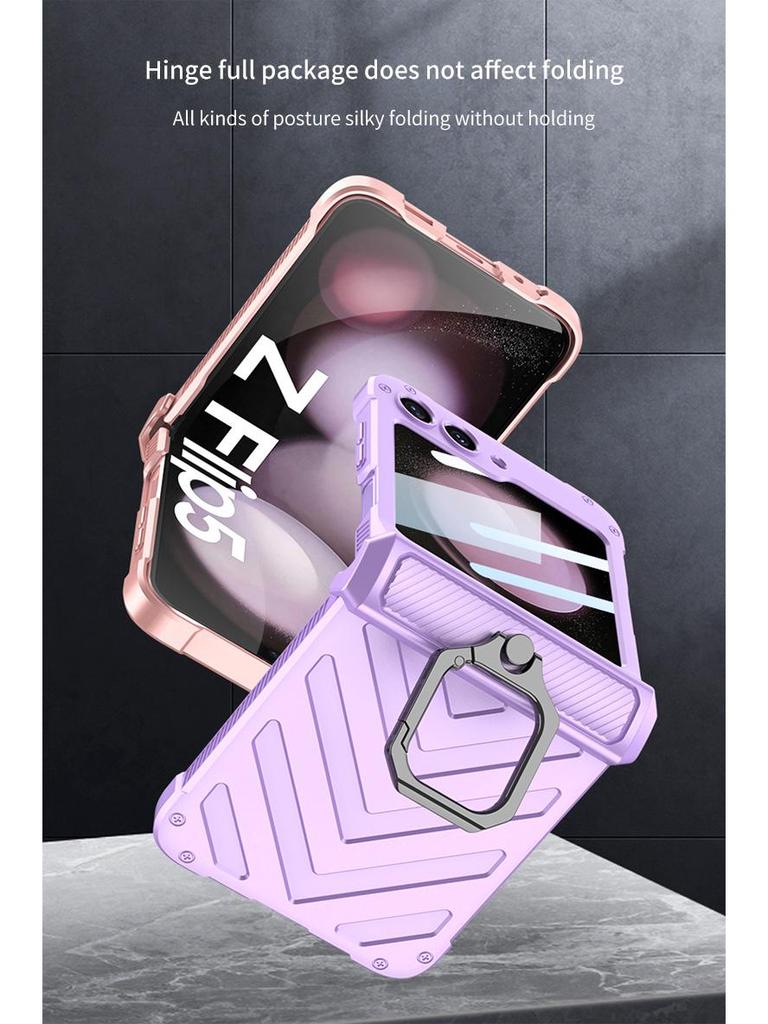 Samsung Flip5 Full Armor Hinge Case with Ring Holder