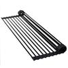 HEDONLEE Folding Dish Antibacterial Over-the-Sink Drainer, Silicone, 4333cm, Compact, Space-Saving, Rust-Proof, (Black)