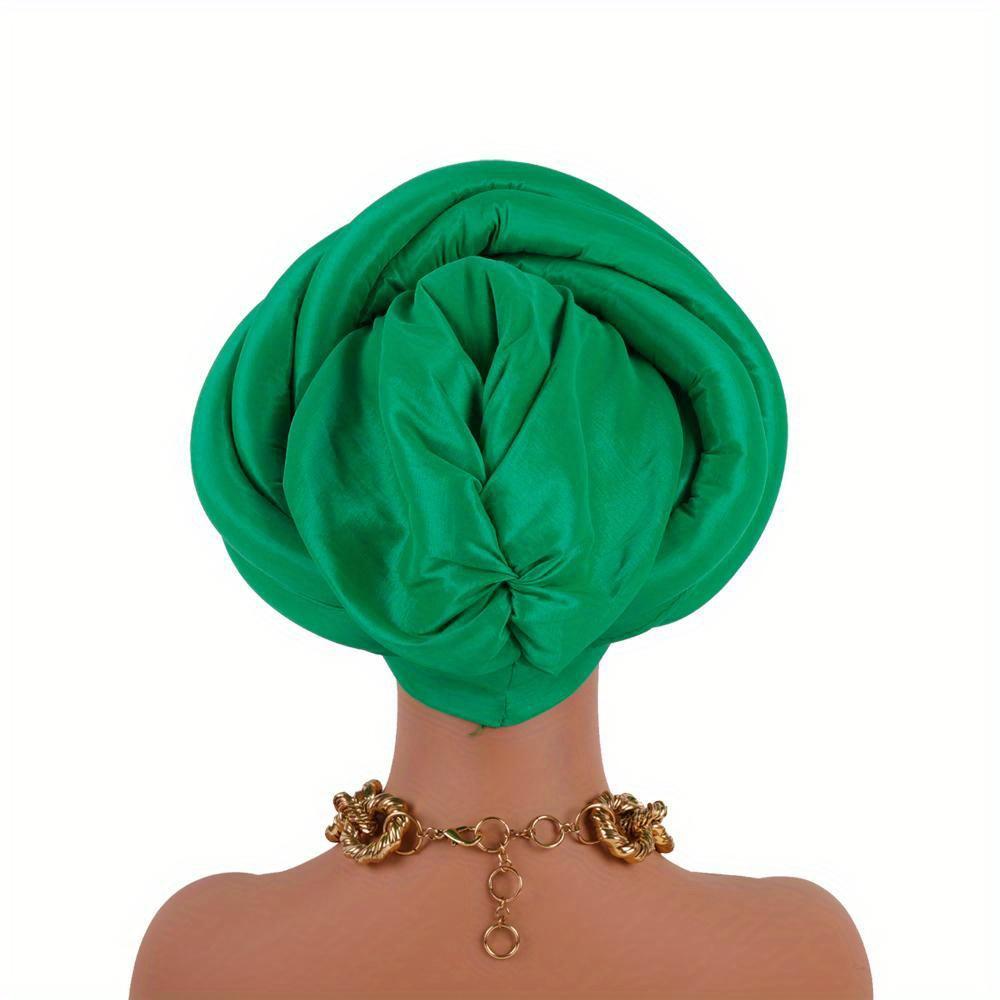 Turbante trenzado para mujer, pañuelo para la cabeza de seda cruda, sombrero, tocado de fiesta, turbante